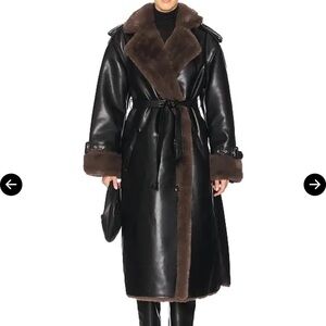 WEWOREWHAT Luxurious Black and Brown Women's Coat